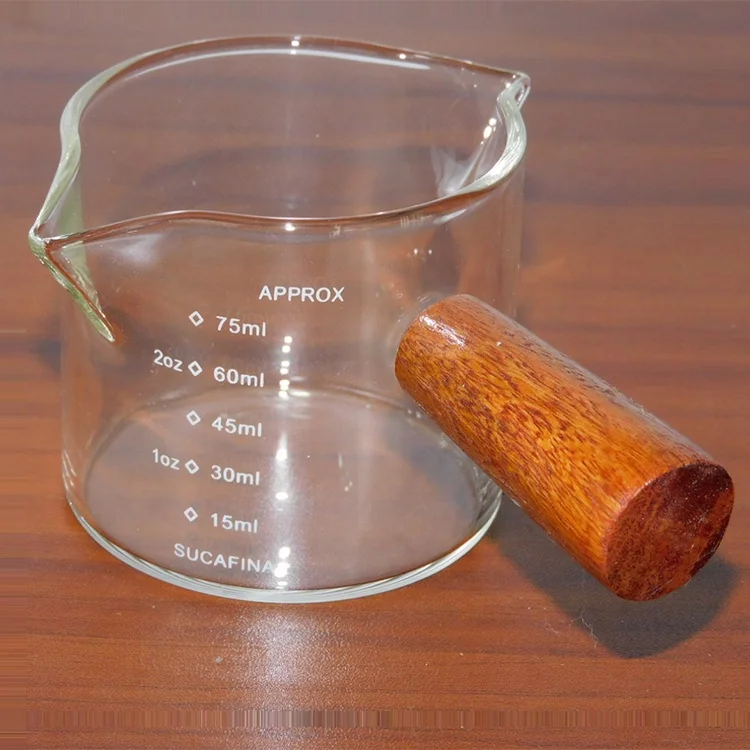 CHAPLIN Borosilicate Glass Coffee Cups Measuring Big Mouth Mug Handmade Microwave Dishwasher Safe 75ml Capacity Minimalist