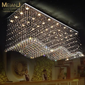 Modern Simple Rectangular Crystal Chandelier with Stainless Steel for Living Room Office Hotel Lobby Sales Project Installation