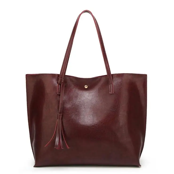 Women New Fashion Synthetic Leather Handbag Tassel Tote Shoulder Lady Bag Purse