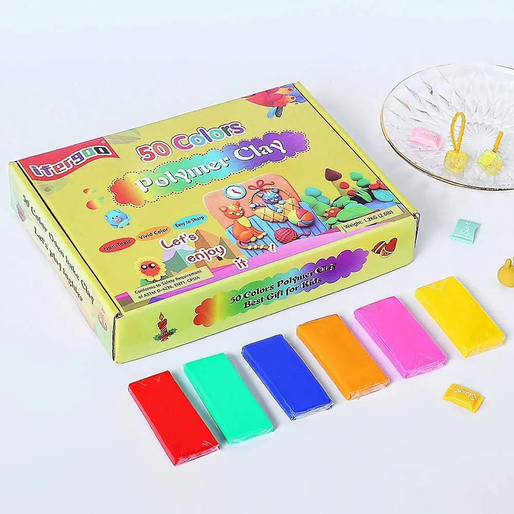 Polymer Clay 50 Colors Modeling Clay for Kids Safe and Non-Toxic