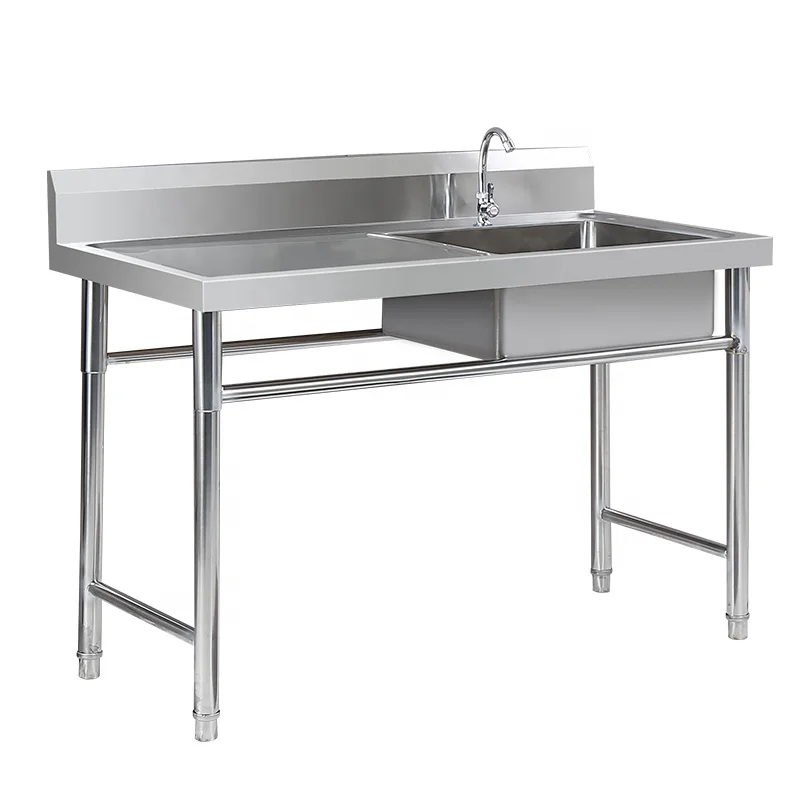 Durable Stainless Steel Washing Sink With Drainboard Hot Sale Stainless Steel Commercial Kitchen Sink