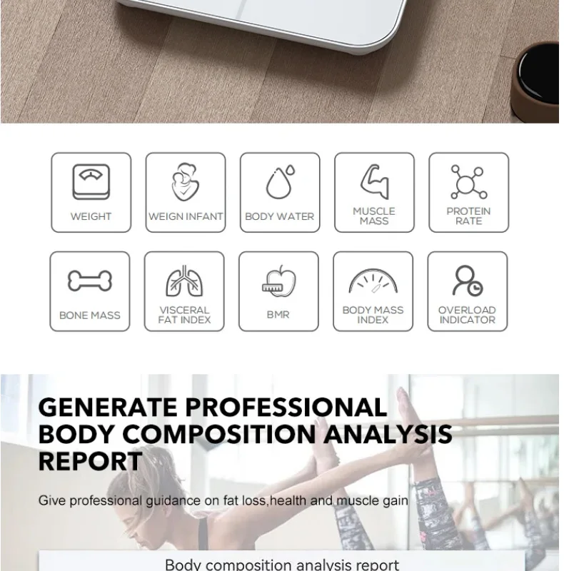 Factory Portable 8 Electrode body scale smart bathroom bmi Body fat Analyzer portable electronic digital weighting scale