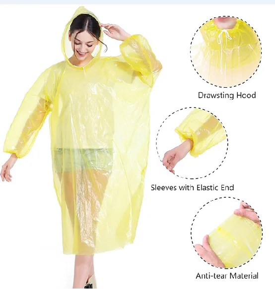 Cheap Wholesale Disposable PE Rain Poncho Rain Coat Raincoat