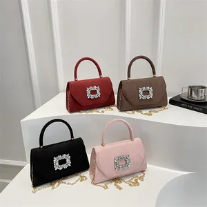 Women's Clutch Purse for Evening Party Diamond Inlaid Decoration Handbags Wholesale Chain Shoulder Bag