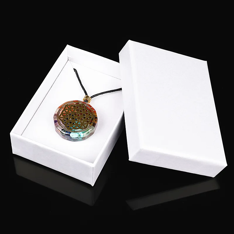 Healing Crystal Jewelry Necklace Gifts Box Colorful 7 Chakra Natural