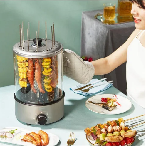 Electric Grills Automatic Rotating Barbecue Machine Small Kebab Machine Home Interior Smokeless BBQ Temperature Control