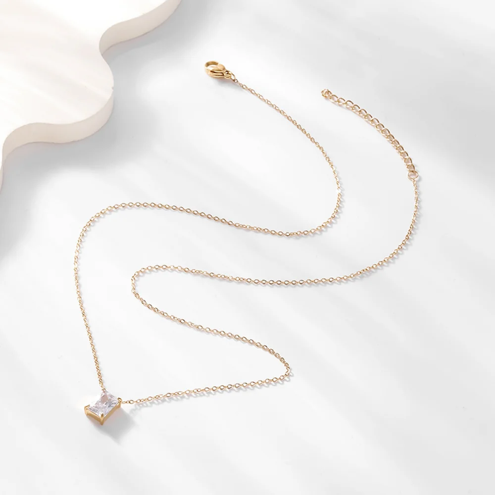 Gold Plated Zircon Necklace - Anti Tarnish Jewelry
