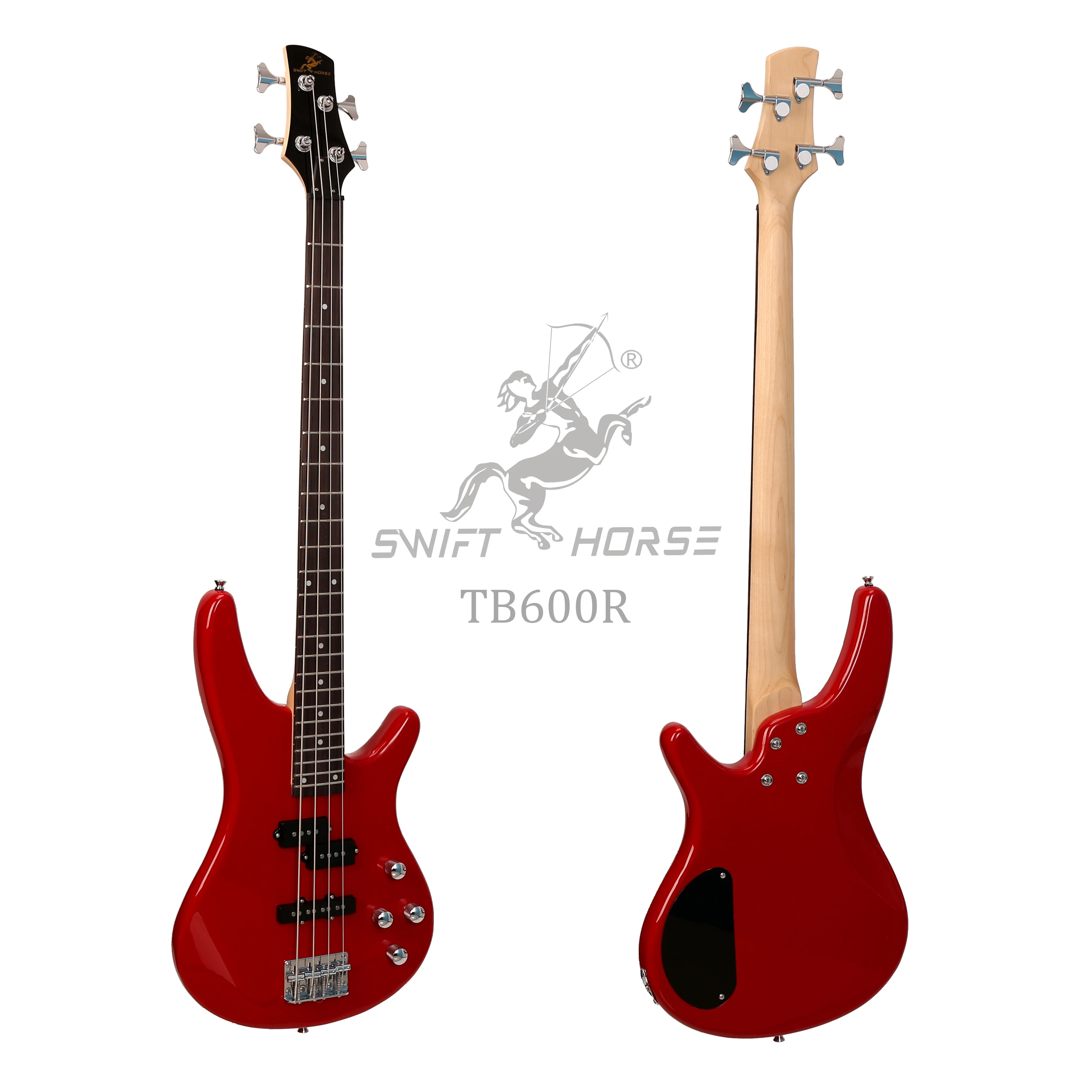 ベース 4strings Double Neck black electric bass with Headless Design, 4+4