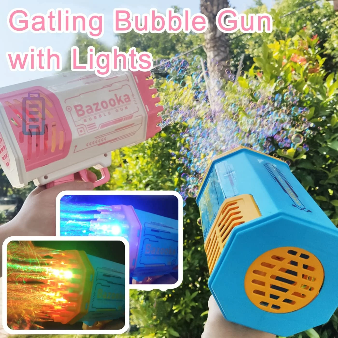 132hole Bubble Machine Gun With Color Light Activity Bubble Blaster