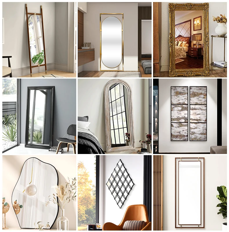 Antique Gold Floor Mirror Decor Elegant Mirror Apartment Hotel Project