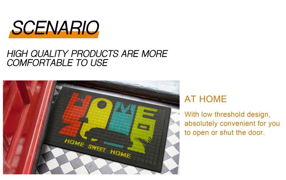 Heavy Duty Custom Carpet Rubber Doormats Outdoor Entrance Floor Welcome Door Mats for Home