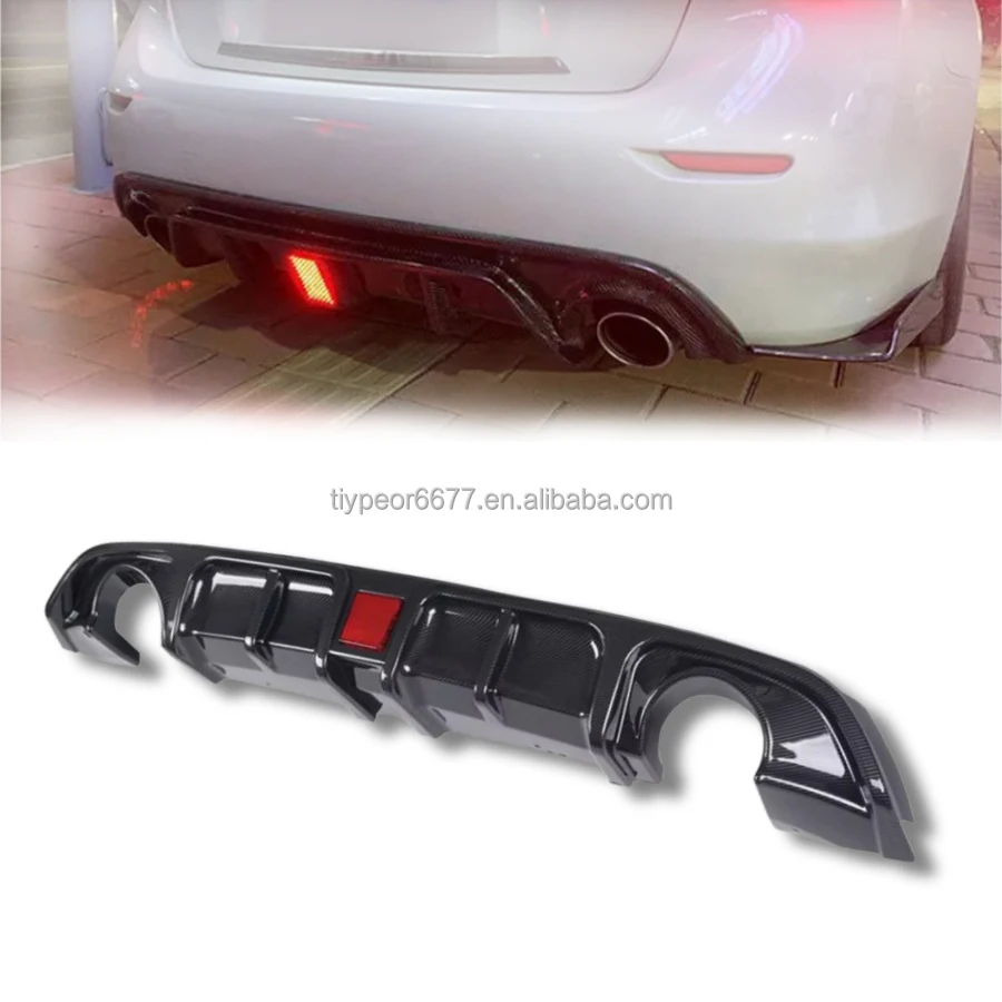  glossy black rear diffuser lip with led light for 2017   2020 infiniti q60-3