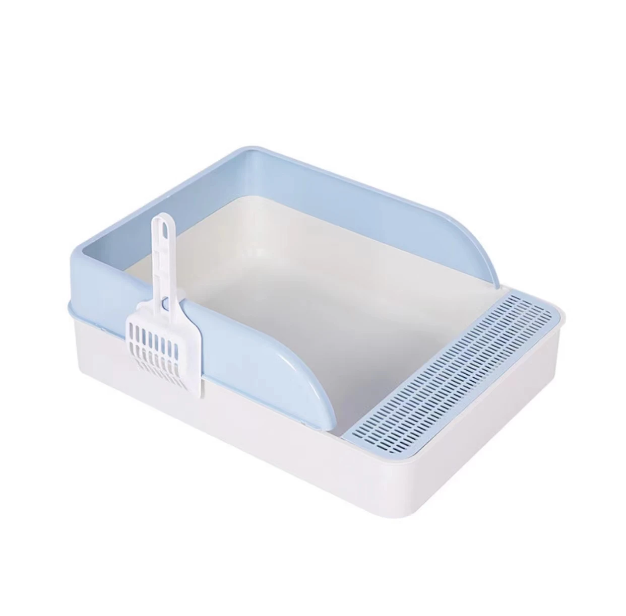 Indoor Household Cleaning Cat and Dog Potty Semi-Closed Plastic Sandbox with Spoon Pet Toilet for Cat Sand