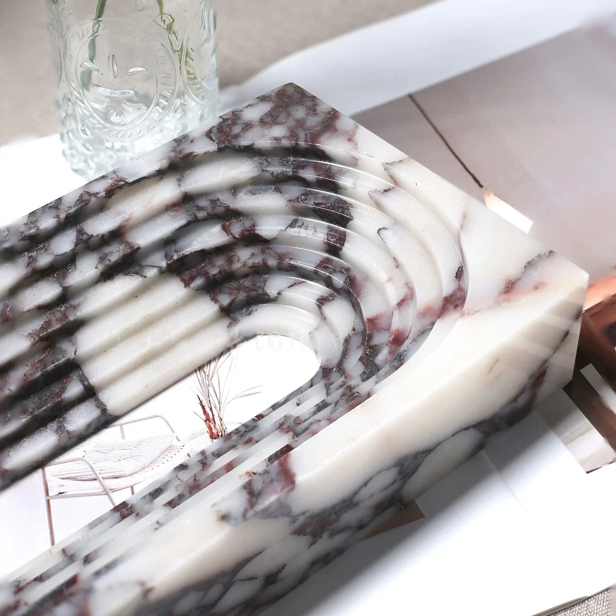 Modern Calacatta Viola Marble Stone Arch Design Art of Work for Home Decoration