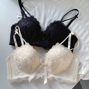 Hot Sale Made in China Deep V-neck Lace Embroidered Girly Bra Push up Comfortable and Breathable Ladies Bra