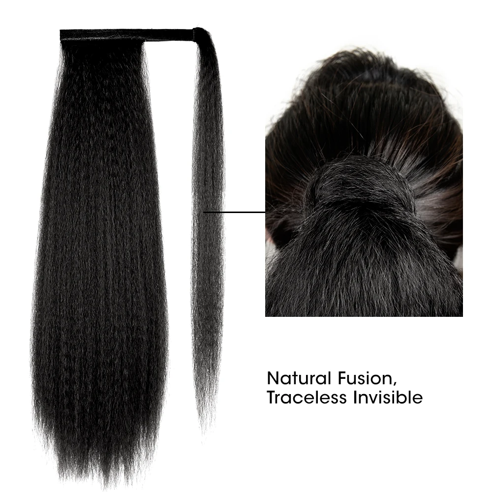 Alileader Afro Kinky Yaki Straight Pony Tails Extension Wrap Around