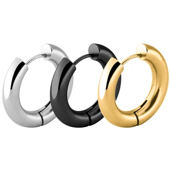 korean jewelry gold plated stainless steel hoop earring round chunky earrings men s jewelry 2020