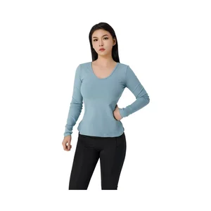 Women Gym Long Sleeve Women's Long Sleeves  T-Shirts Trending Summer Casual Wear Cross Rope Design at the Back Yoga Wear