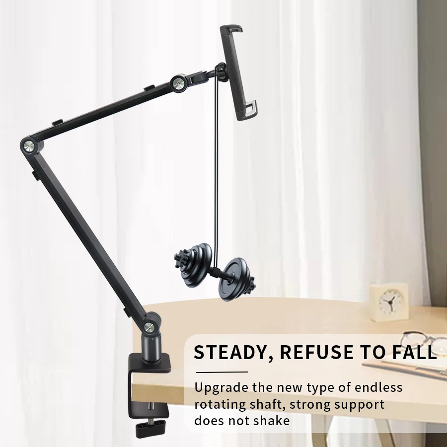 360° Adjustable Bedside Phone Holder, Flexible Gooseneck Tablet Stand for Bed/Desk, Heavy Duty Metal Clamp Mount