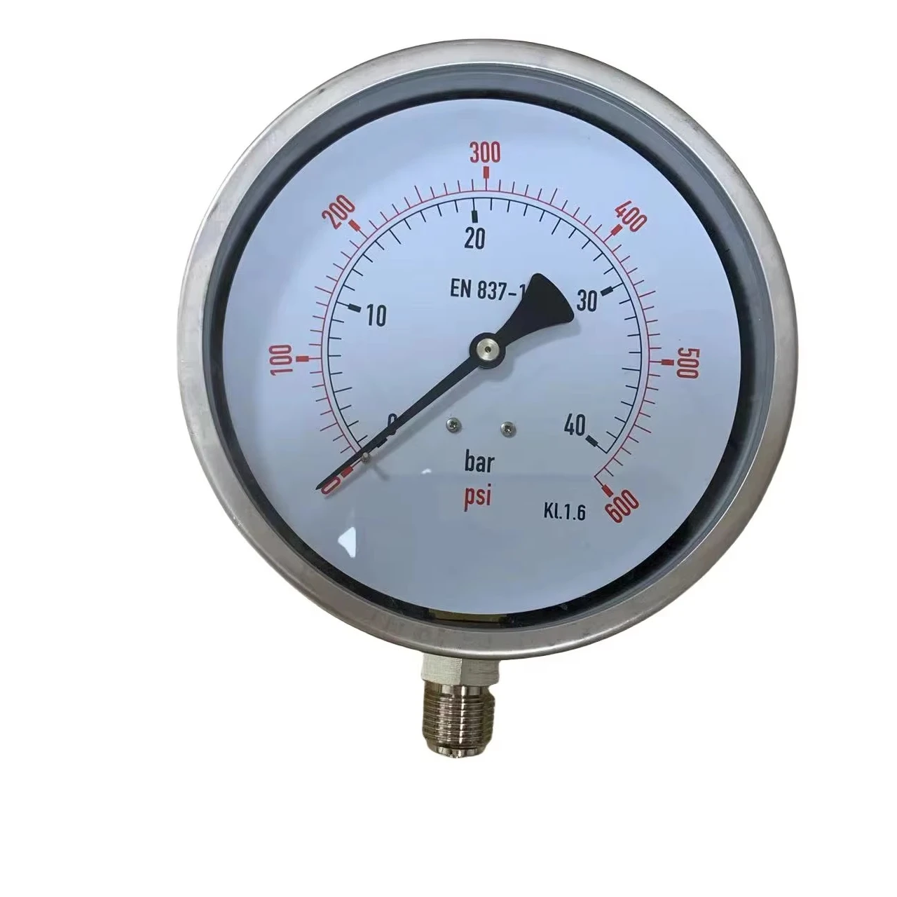 thumbnail image 2 of AG Precision Pressure Gauge - Dual Scale 0-600 BAR / PSI, 150 Mm Stainless Steel Dial, +/-1% Accuracy 2 of 4