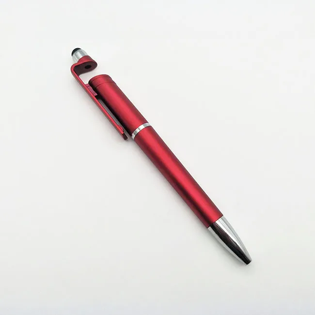 Promotional Gift Customized Logo Printing Blue Plastic Ball Pen With Touch Screen and Mobile Phone Holder