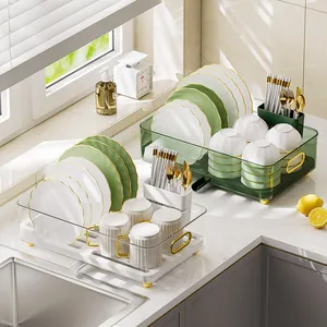 Single-Tier Kitchen Rack Dishware Storage Drain Rack Household Multi-Functional Bowl Chopsticks Holder Standing Type Box