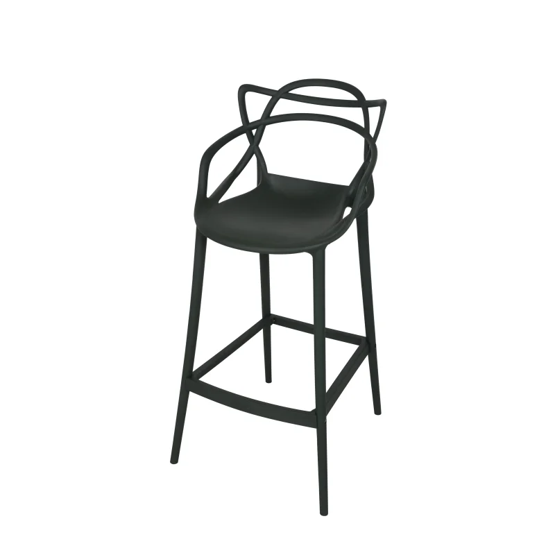 Nordic Counter Height Armrest Black Polypropylene Plastic bar Stool