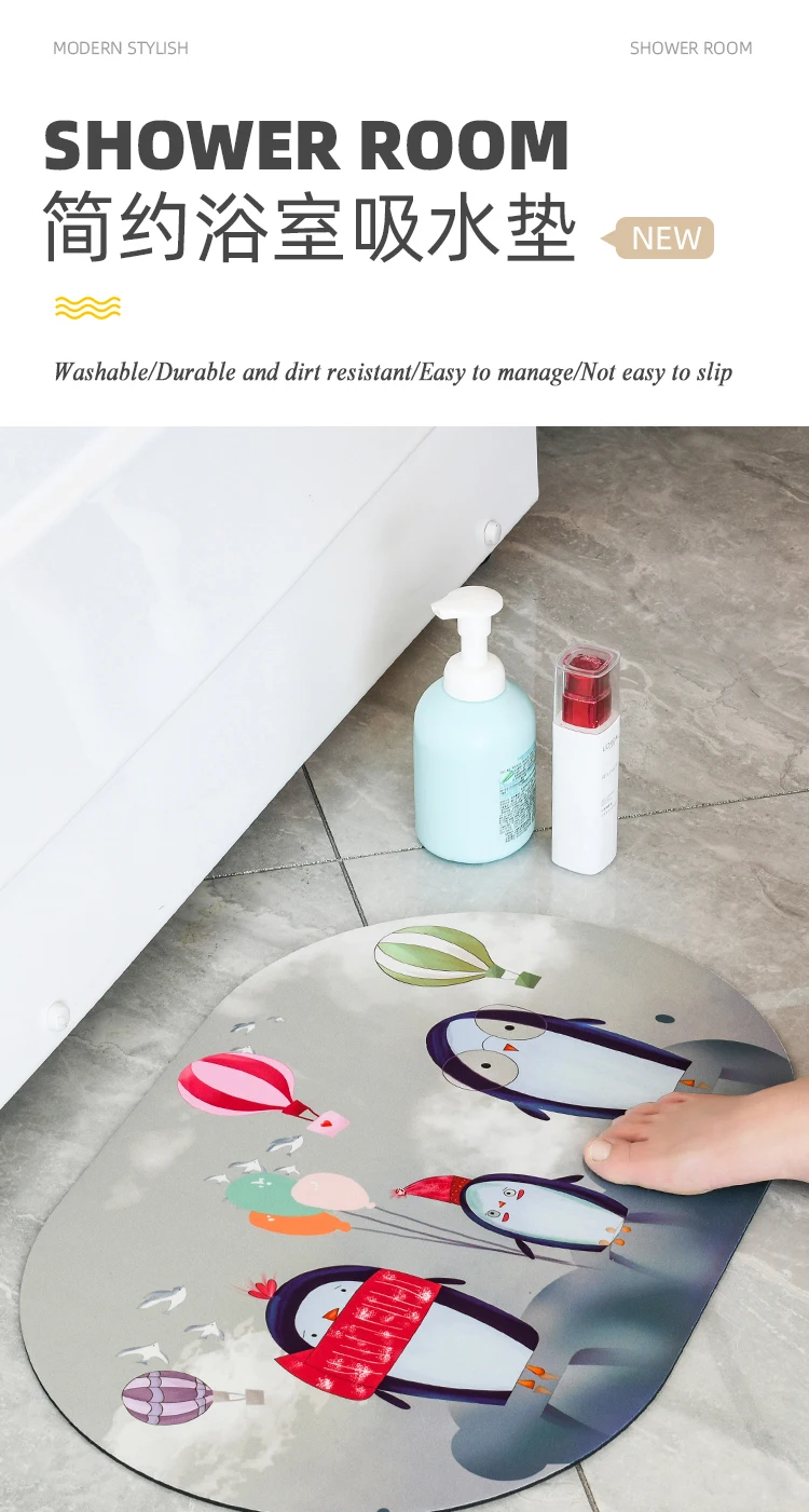 Factory Custom Size Bathroom Mats Water Absorbent Rug Wearresisting