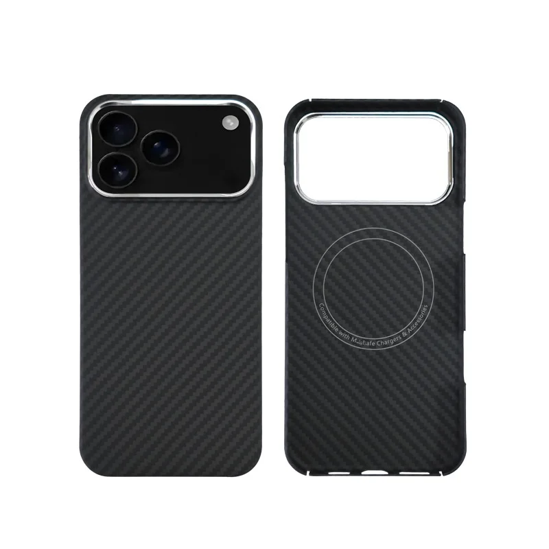 product laudtec custom logo real ultra thin carbon fiber mental frame shockproof mobile protective magnetic phone case for iphone 17 pro-2