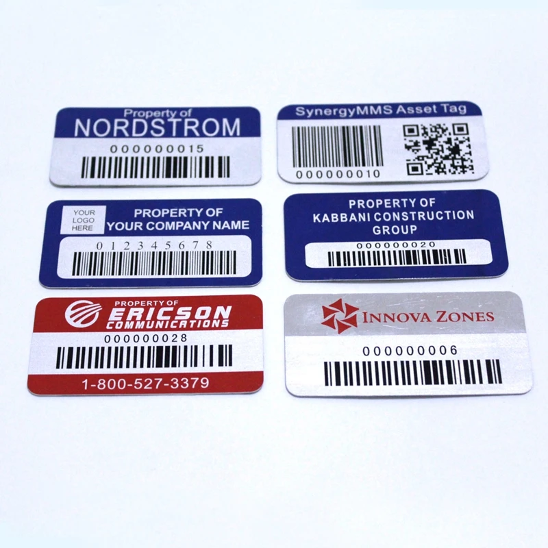 Custom Metal Asset Tags For Equipment Bar Code Tags Serial Numbers 3m