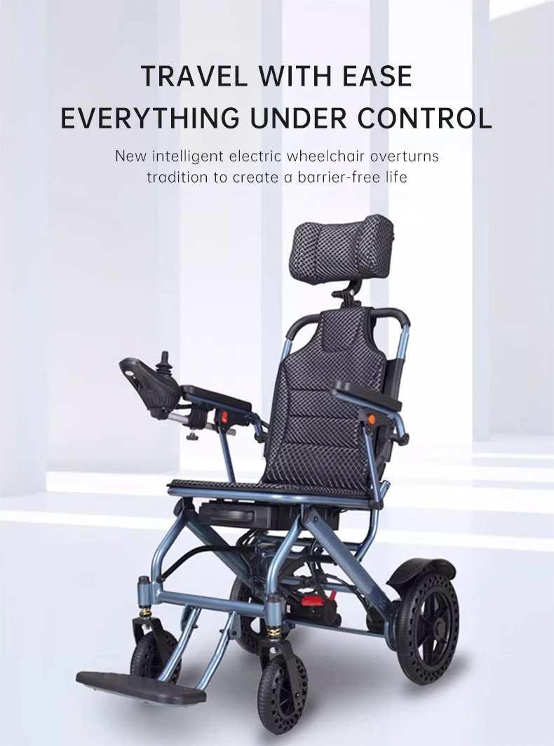 Air Boarding Portable Electric Wheel Chair for Handicapped Elderly With Detachable 10Ah Lithium Battery factory