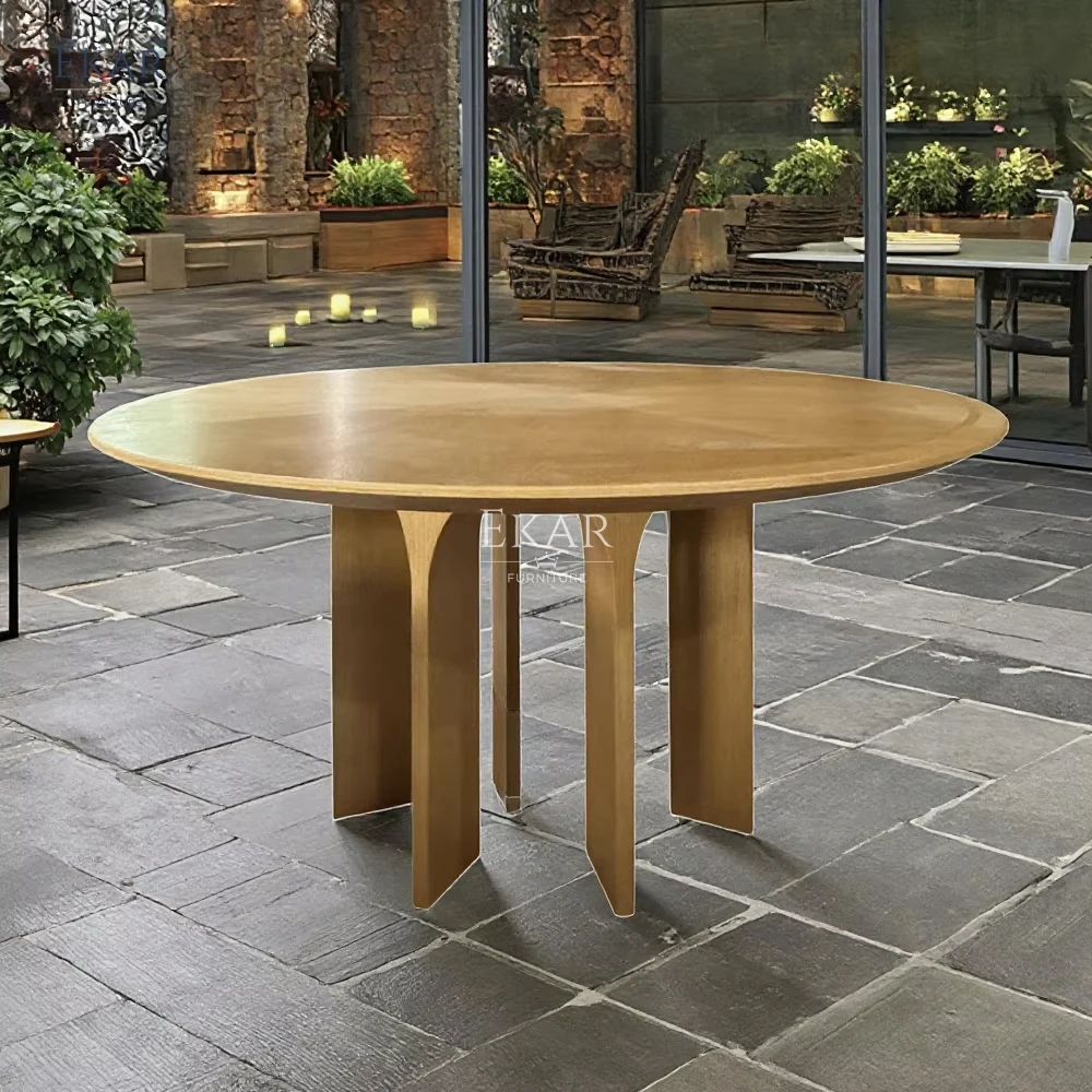 product modern outdoor wooden round dining table for patio and garden-59