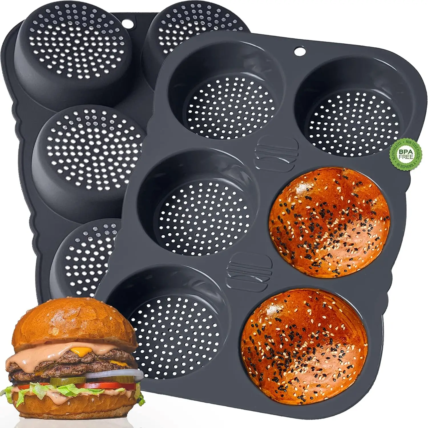 hamburger bun pan 4 inch silicone