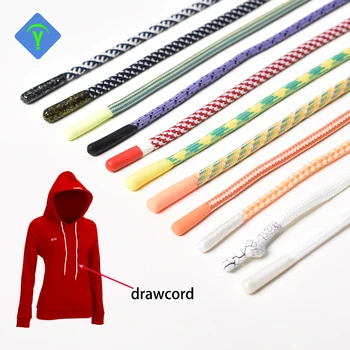 Stock 5 mm Custom Hoodie Drawcord Lace Flat Round Rope braided Cord Stretch Knit Braided Elastic Cord String