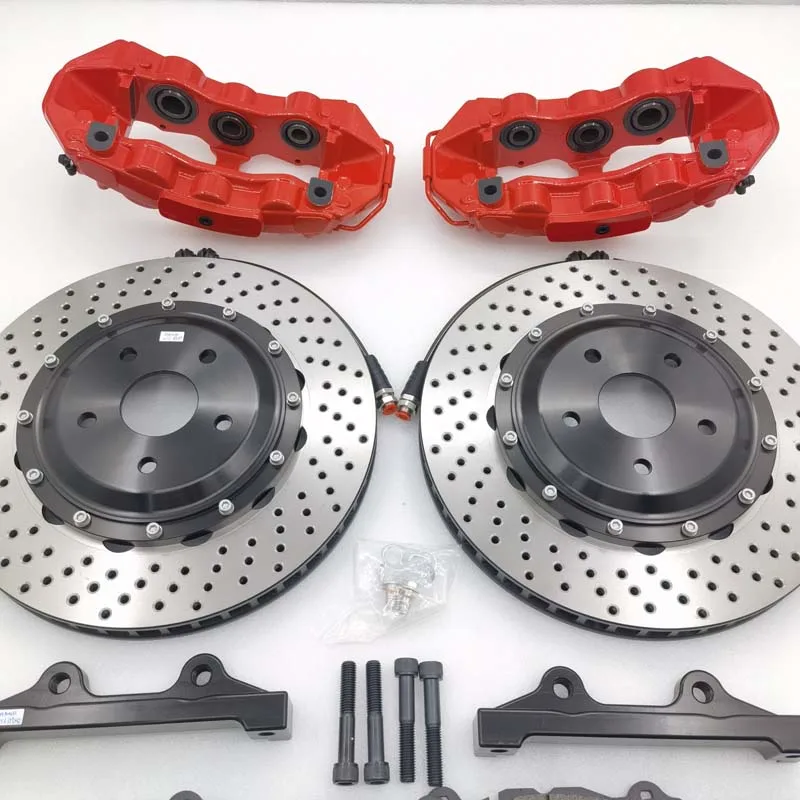 Jekit 6-Pot Custom Aluminum Front Brake Tray for Hyundai Elantra AD 2017 Model 355x32mm Rotor 6 Piston Brake Caliper Fits BMW VW