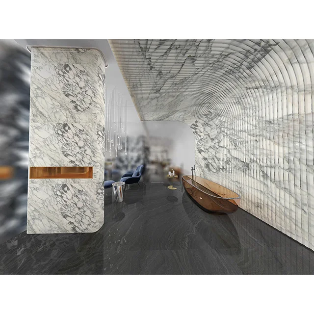 bathroom living room 1mm-5mm ultra-thin marble for interior decoration bendable design arabescato natural stone