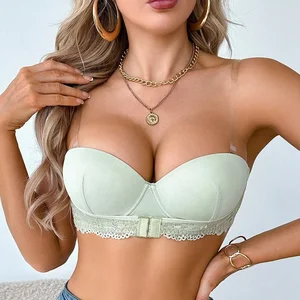 High Fashion Solid Ladies Front Buckle Pushup Underwire Bra in Bulk