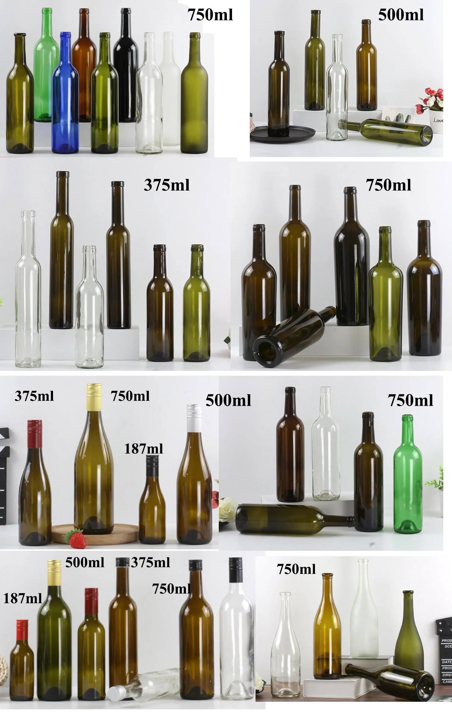 Wholesale 500ml750ml Red Wine Bottle Dark Green Empty Luxury