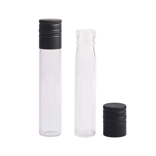 2020  Newest   50ml 100ml Wine Liquor Glass Tube Bottle with Black Top Cap