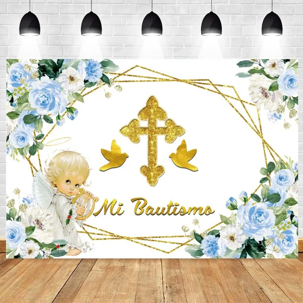 Toile De Fond Renaiss 2.2x1.5m Baptême Communion | Fond Photo Dieu Bénisse Bébé Fille Garçon