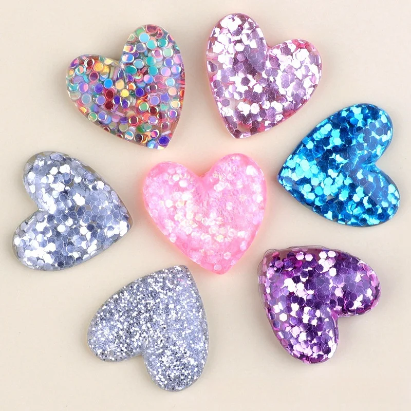 Heart Glitter Resin Crafts Phone Case Patch Earrings Water Cup Sticker  Jewelry DIY Resin Accessories for Decoration