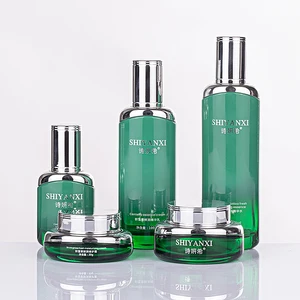 Wholesale Luxury 30g 50g 40ml 100ml 120ml Gradient Green Skin Care Product Containers and Packaging Glass for Cosmetics