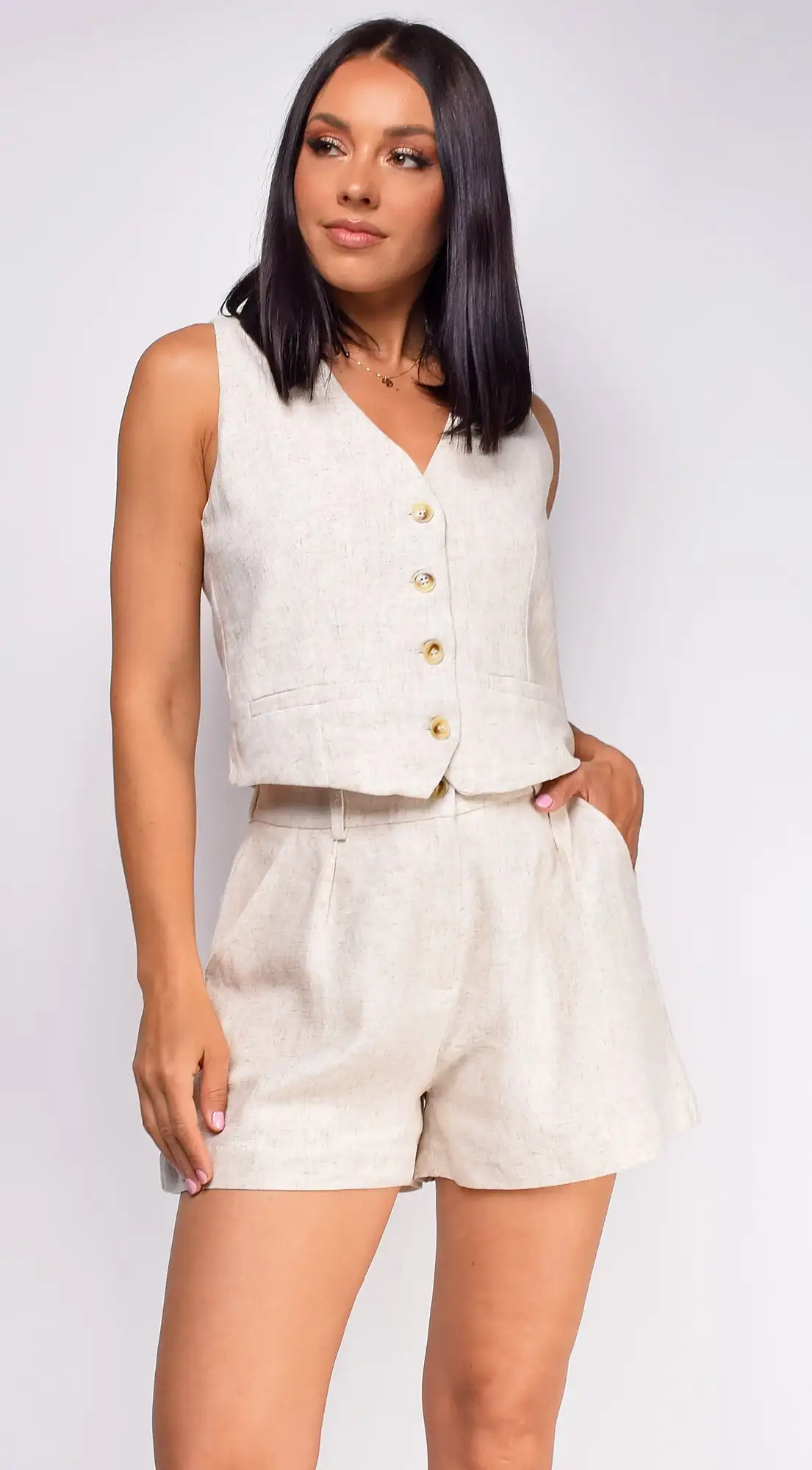 White Short and Vest Set