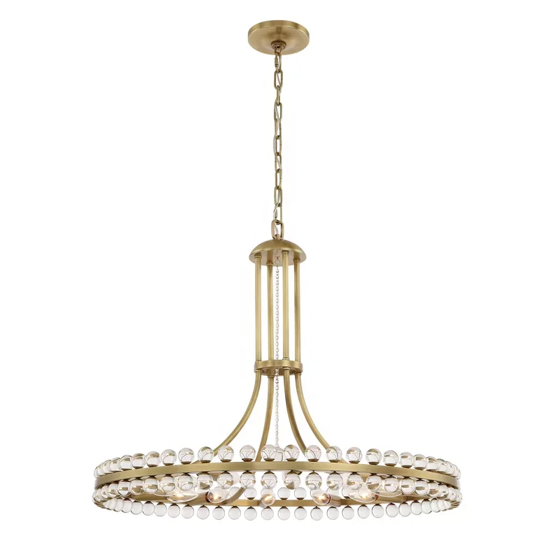Modern Design Hotel Villa LED Round Ring K9 Crystal Balls Decorative Pendant Lamp Ceiling Light Decorative Chandelier