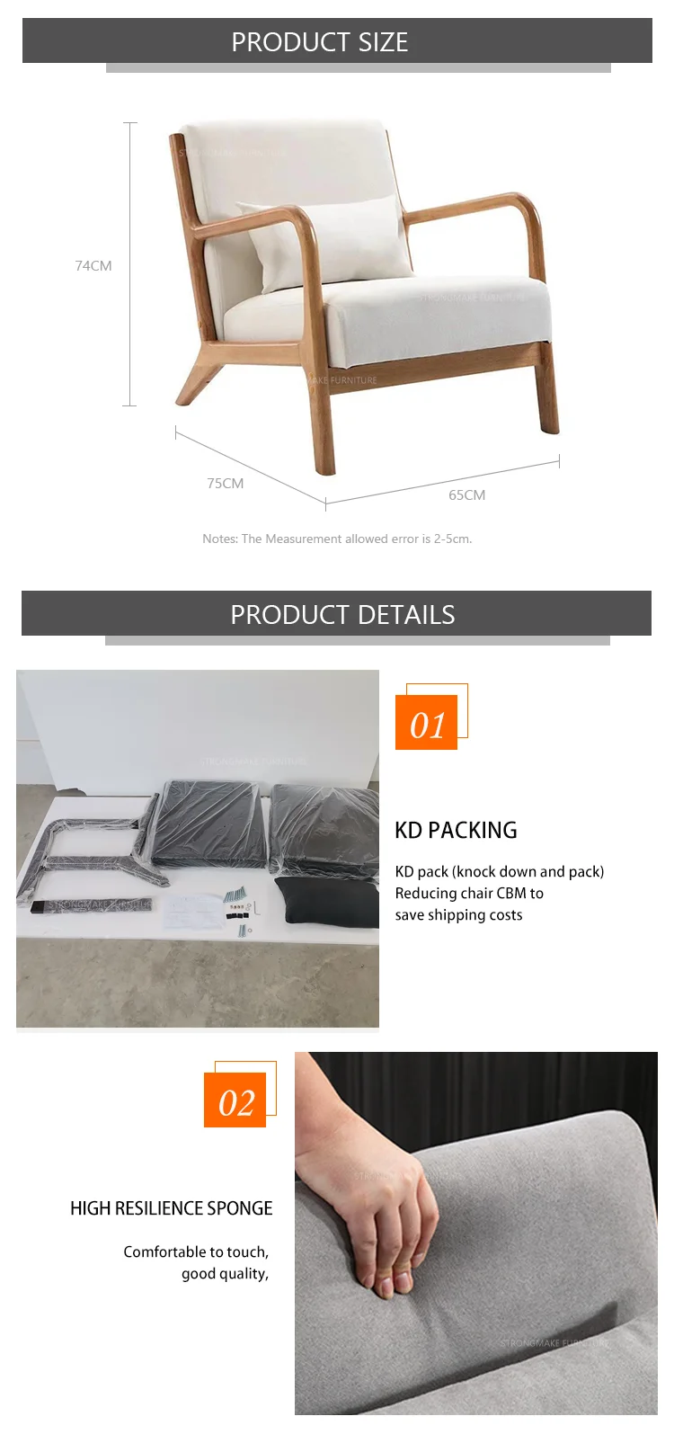 Mid Century Modern Nordic Furniture Armchair Single Sofa Accent