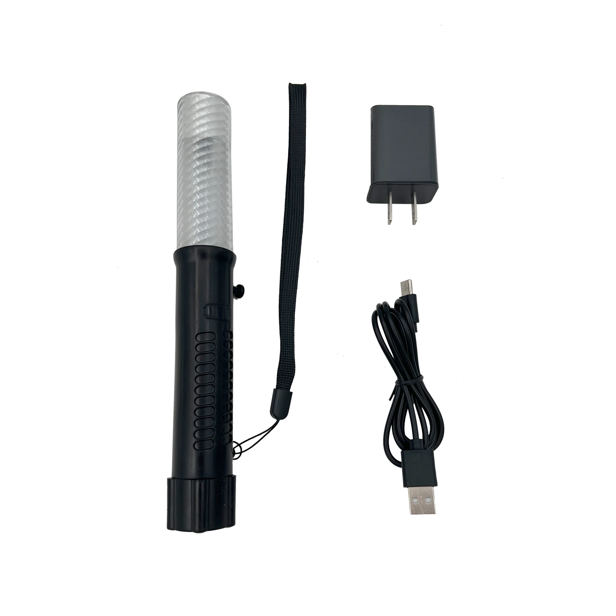 Multifunction LED Traffic Baton with Laser Whistle Rechargeable Flashing Wand Baton