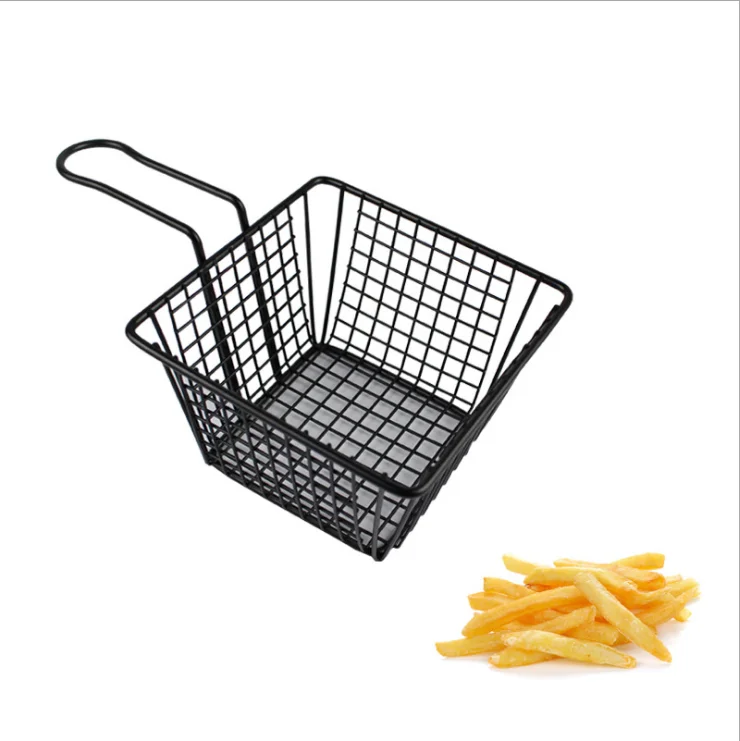 Oil frying strainer stainless steel 304 food holder cheap chrome french fry mini fry basket