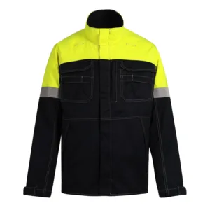 Custom Flame Retardant Winter Jacket, Yellow Coats with Black Bottom, OEM Support