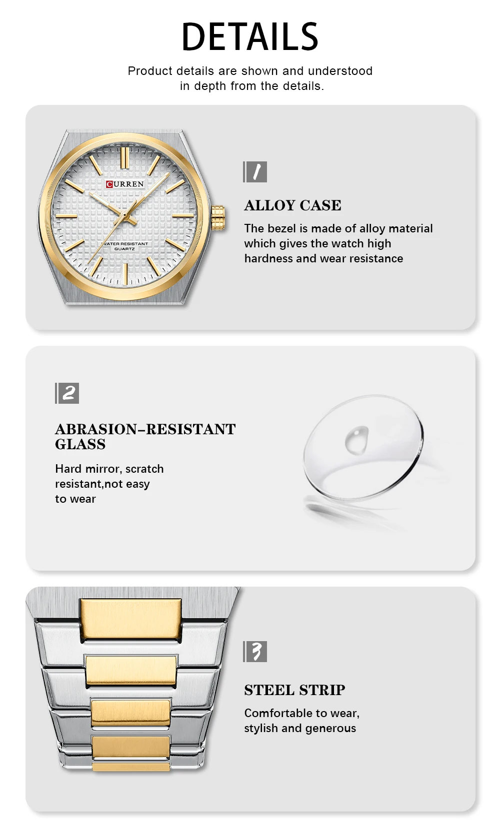 CURREN Quartz Men Watch Top Brand Luxury Business Cool Waterproof Male Clock Sport Stainless Steel Wristwatch Gift 8439