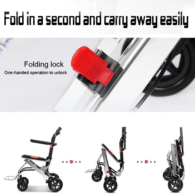 7.5 KG Elderly Wheelchair Can Be Folded on the Plane Light Portable Travel Small Children Disabled People Inflatable Walking